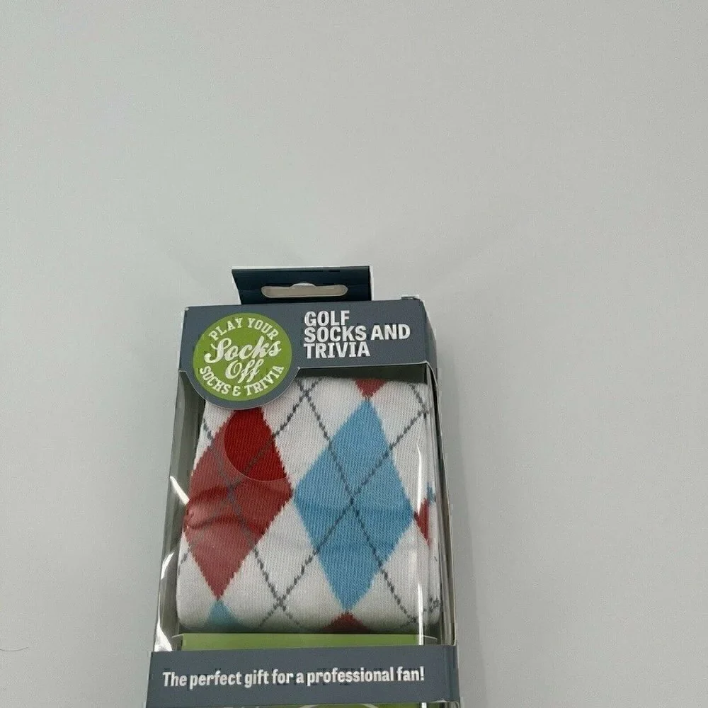 New Golf Socks & Trivia Gift Set Professor Puzzle Argyle Men’s Size 6-12